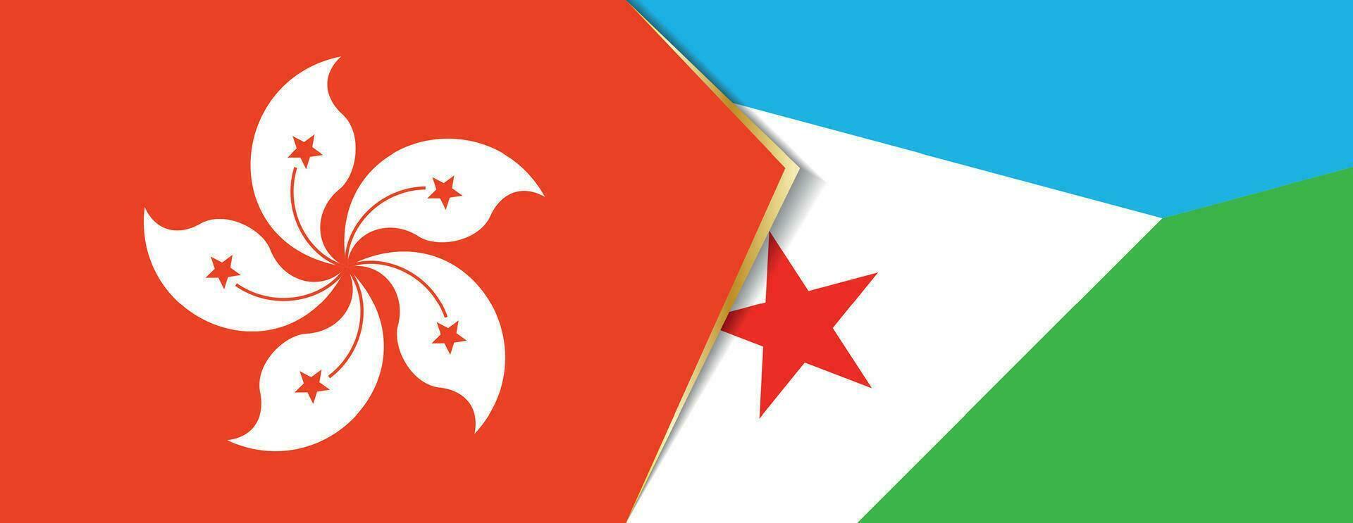 Hong Kong and Djibouti flags, two vector flags.
