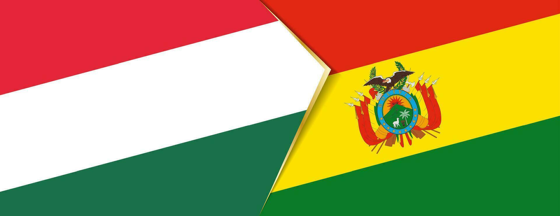 Hungary and Bolivia flags, two vector flags.