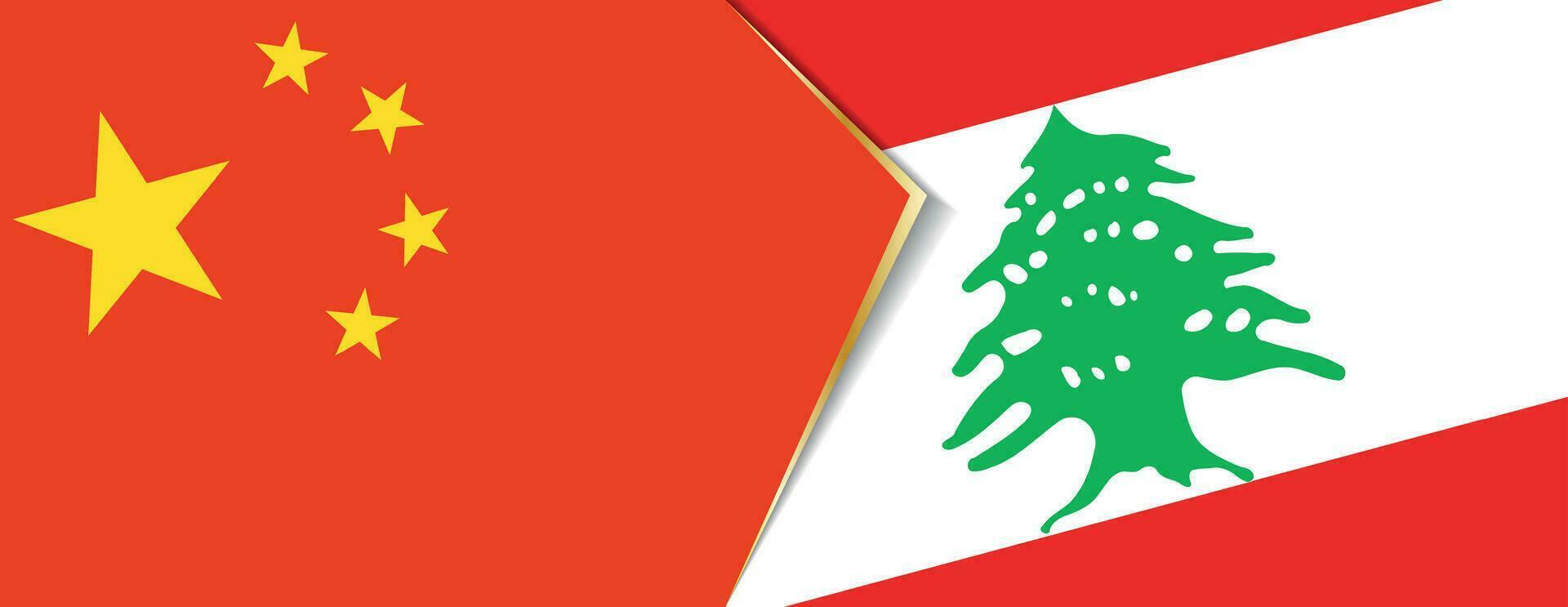 China and Lebanon flags, two vector flags.