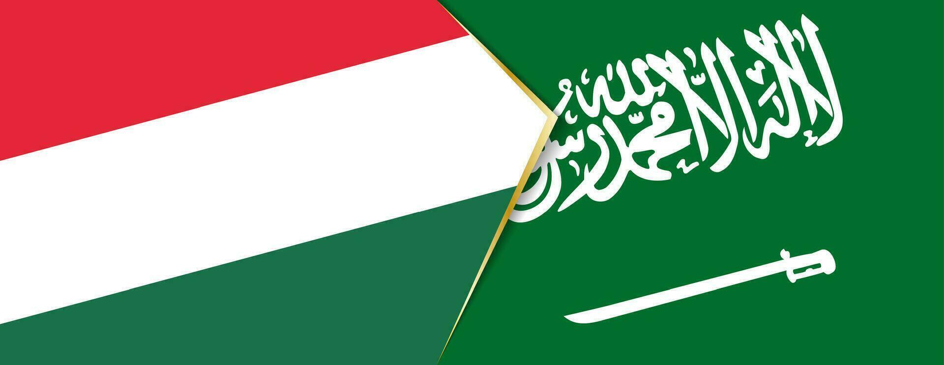 Hungría y saudi arabia banderas, dos vector banderas