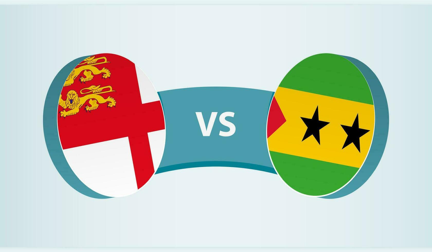 Sark versus Sao Tome and Principe, team sports competition concept. vector