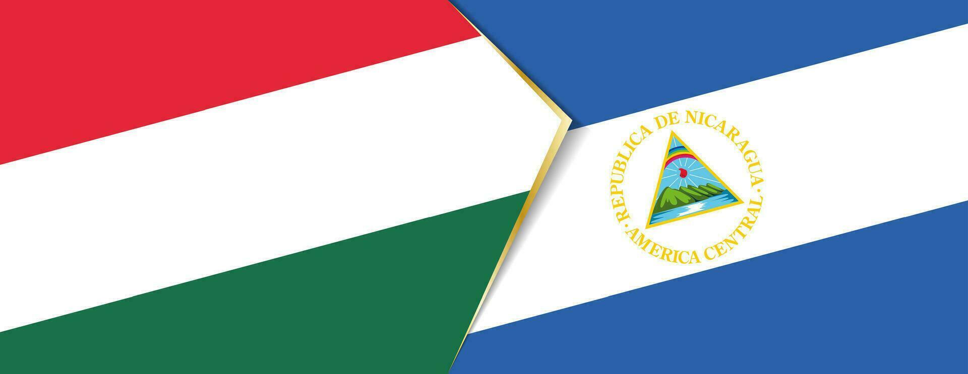 Hungary and Nicaragua flags, two vector flags.