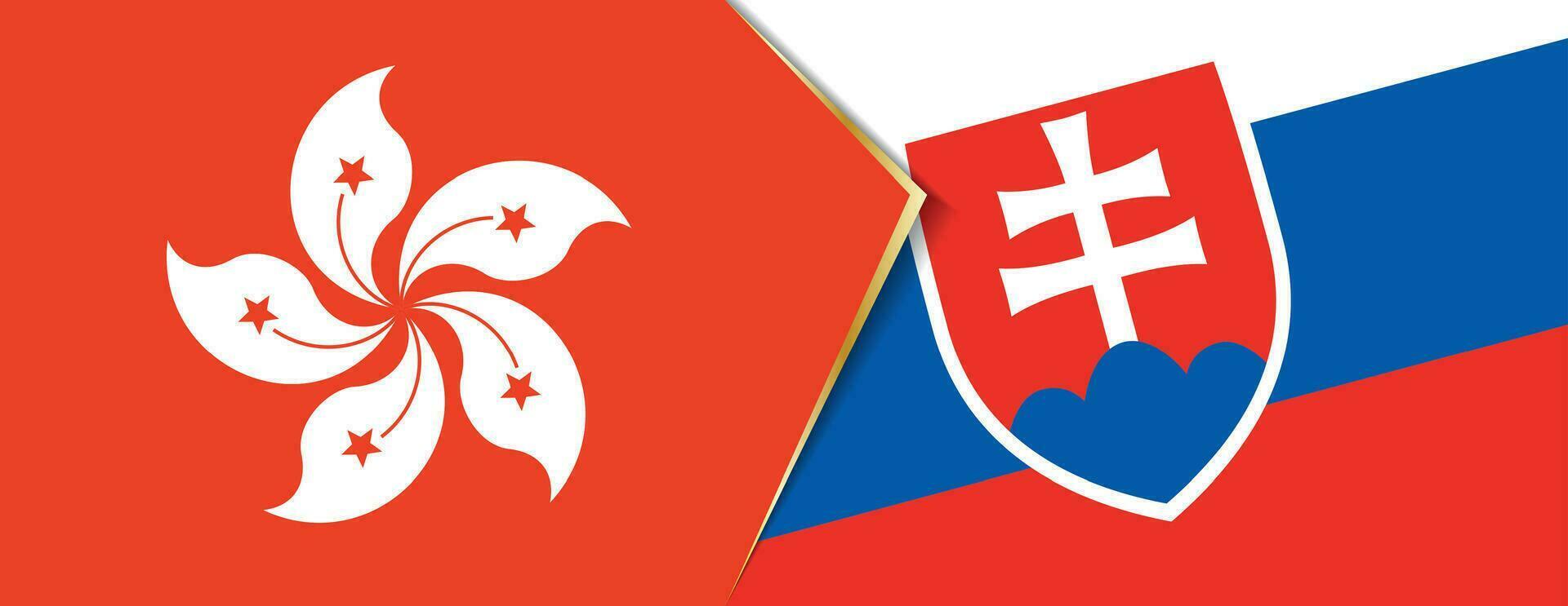 Hong Kong and Slovakia flags, two vector flags.
