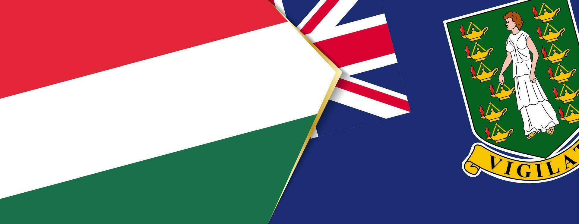 Hungary and British Virgin Islands flags, two vector flags.