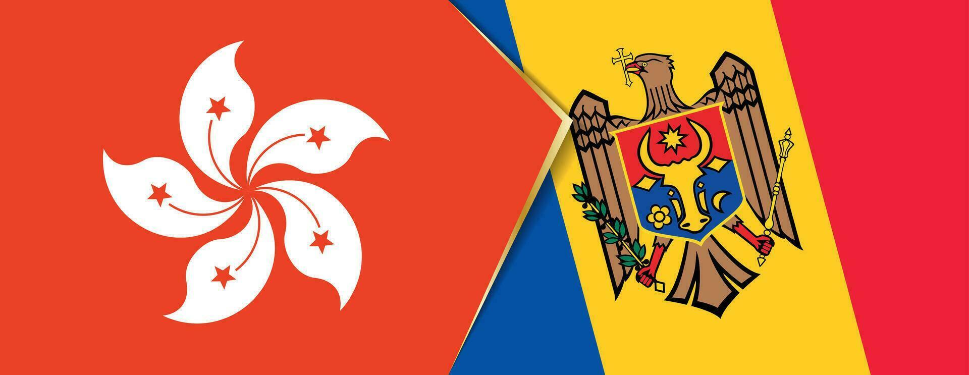 Hong Kong and Moldova flags, two vector flags.