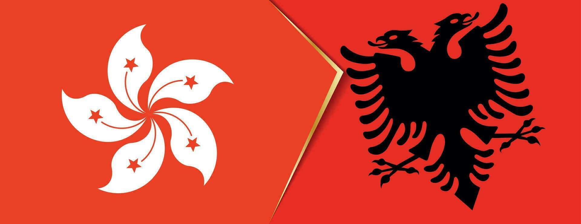 hong kong y Albania banderas, dos vector banderas