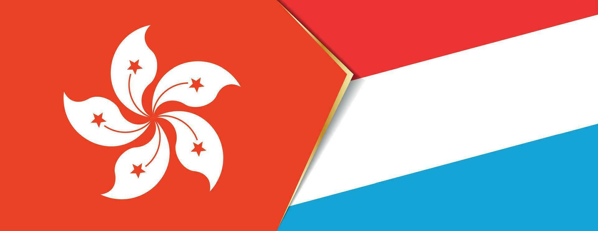 hong kong y Luxemburgo banderas, dos vector banderas