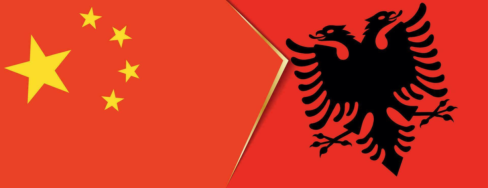 China y Albania banderas, dos vector banderas