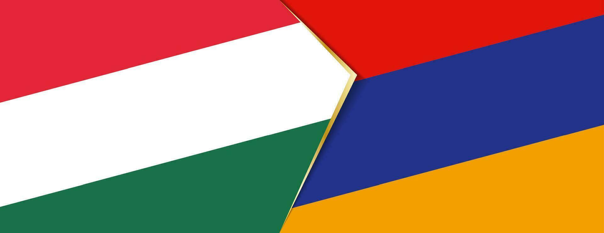 Hungary and Armenia flags, two vector flags.