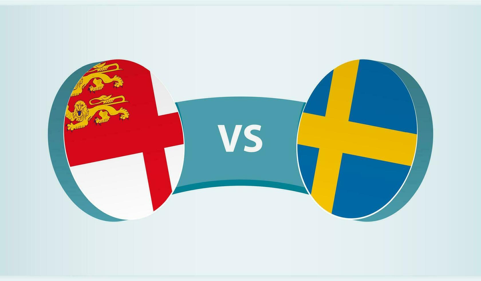 Sark versus Sweden, team sports competition concept. vector