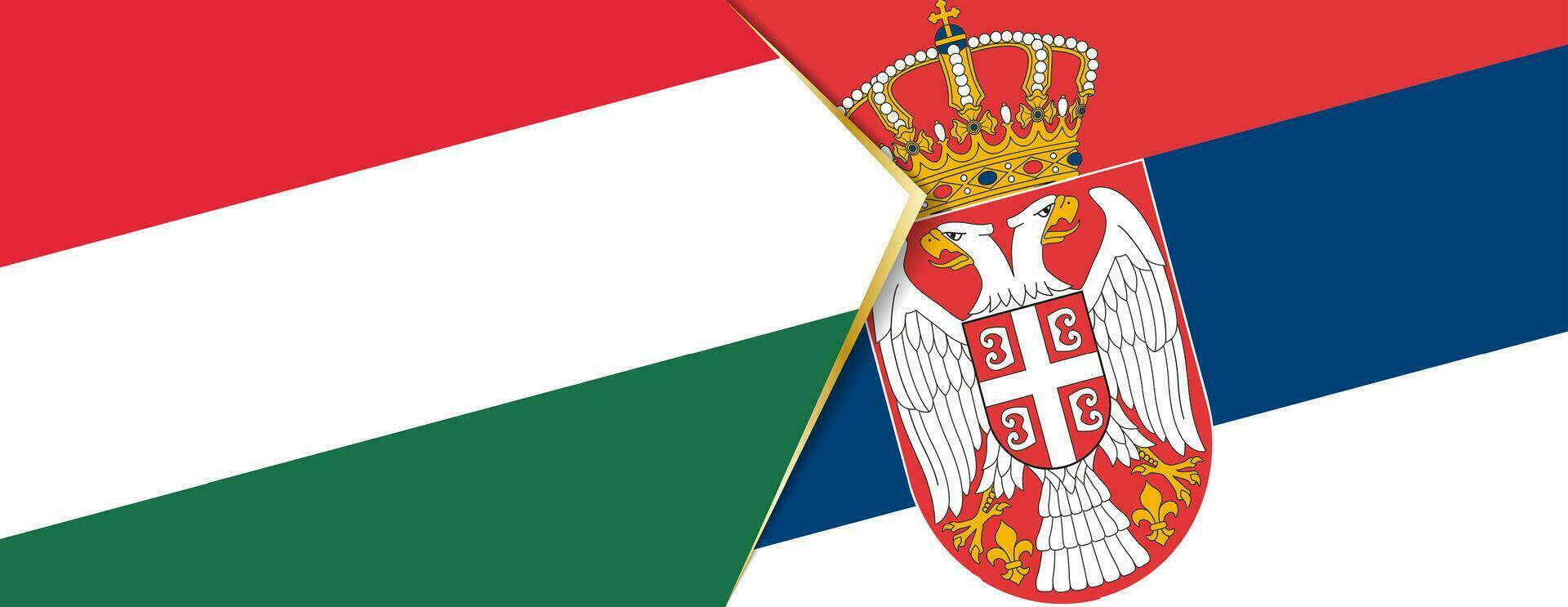 Hungary and Serbia flags, two vector flags.