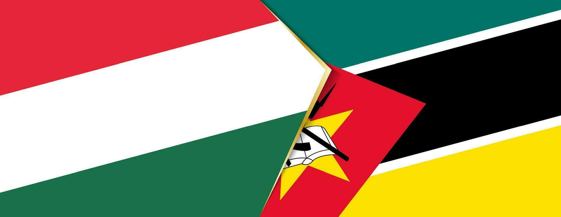 Hungary and Mozambique flags, two vector flags.