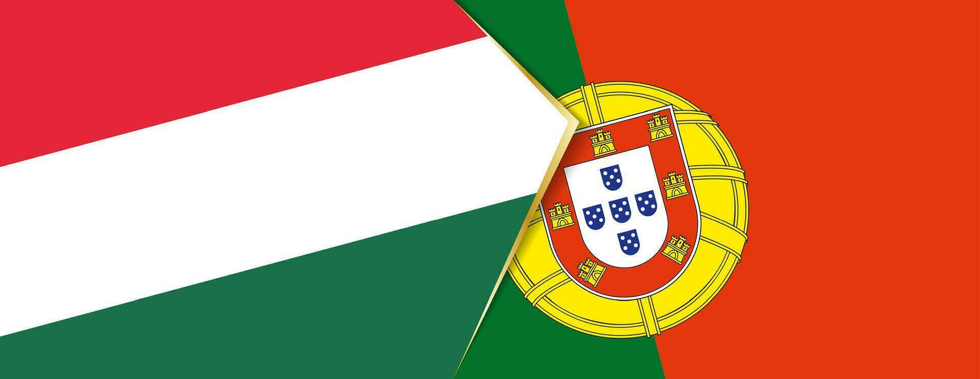 Hungría y Portugal banderas, dos vector banderas