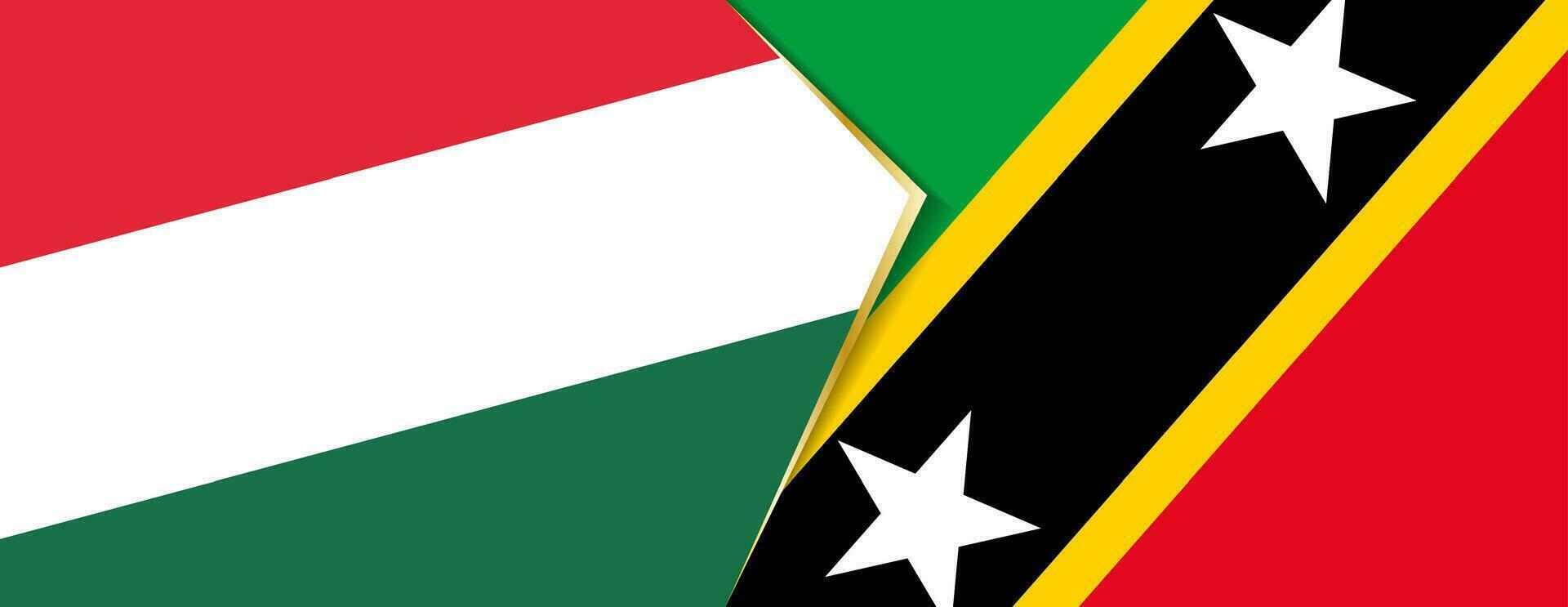Hungary and Saint Kitts and Nevis flags, two vector flags.