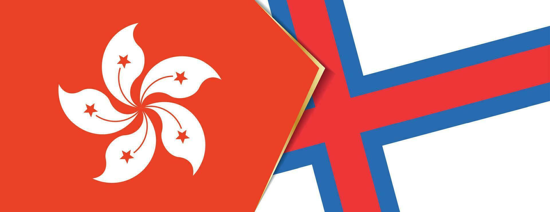 Hong Kong and Faroe Islands flags, two vector flags.