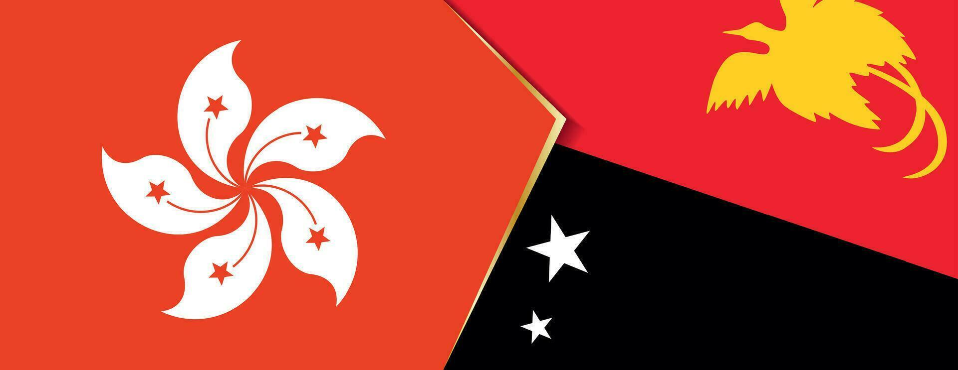 hong kong y Papuasia nuevo Guinea banderas, dos vector banderas