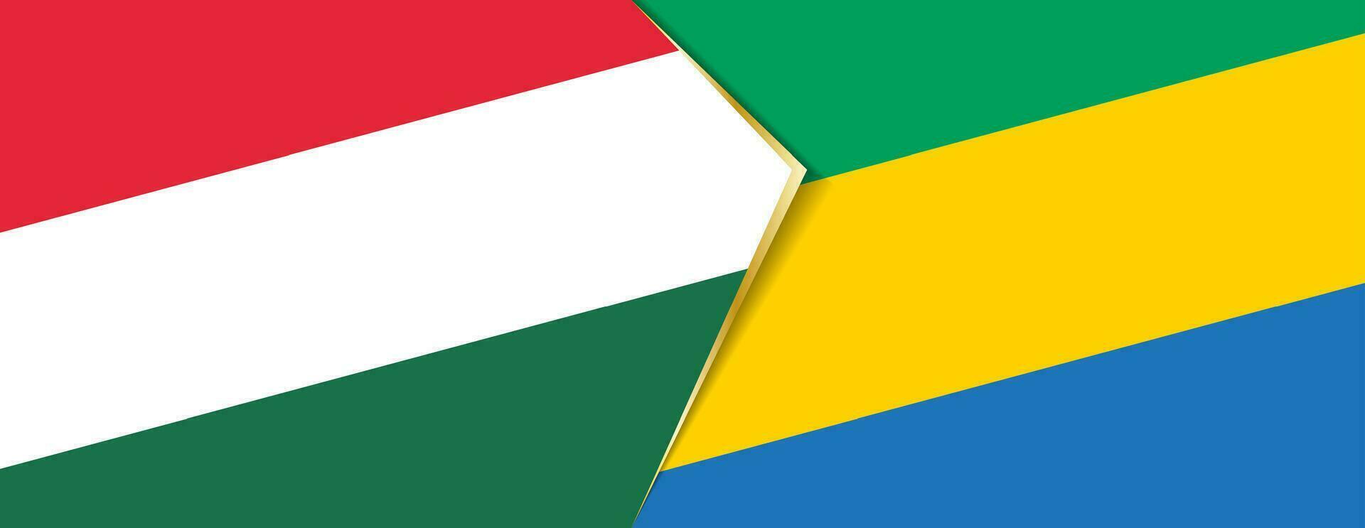 Hungary and Gabon flags, two vector flags.