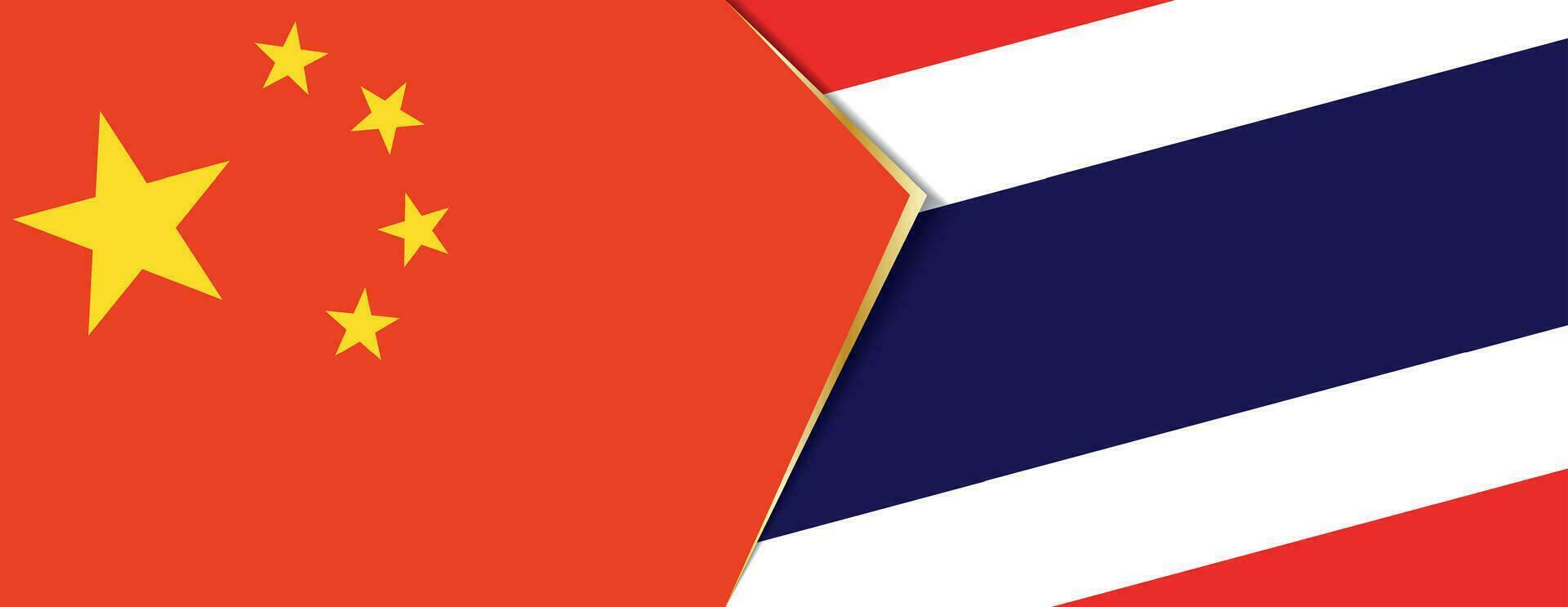 China and Thailand flags, two vector flags.