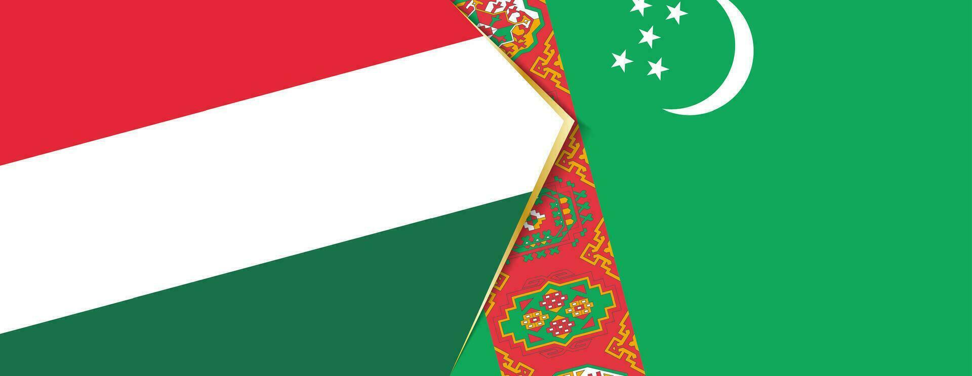 Hungary and Turkmenistan flags, two vector flags.