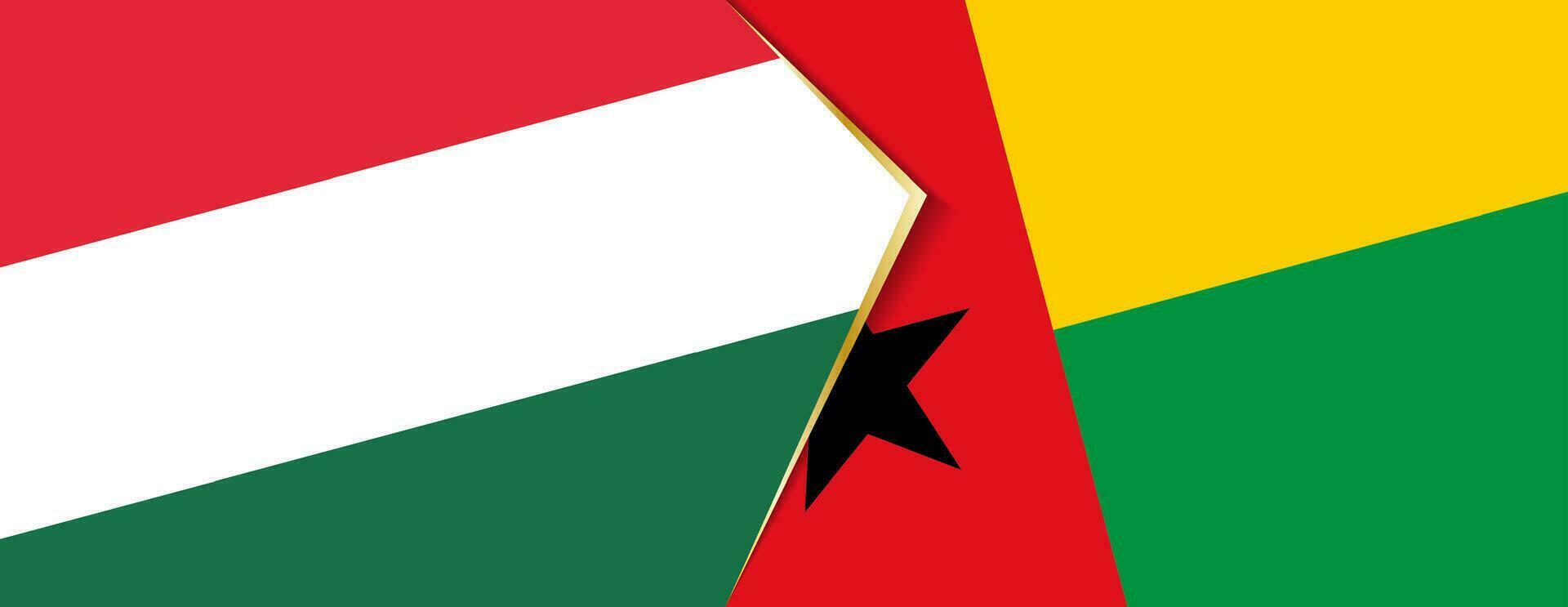 Hungary and Guinea-Bissau flags, two vector flags.