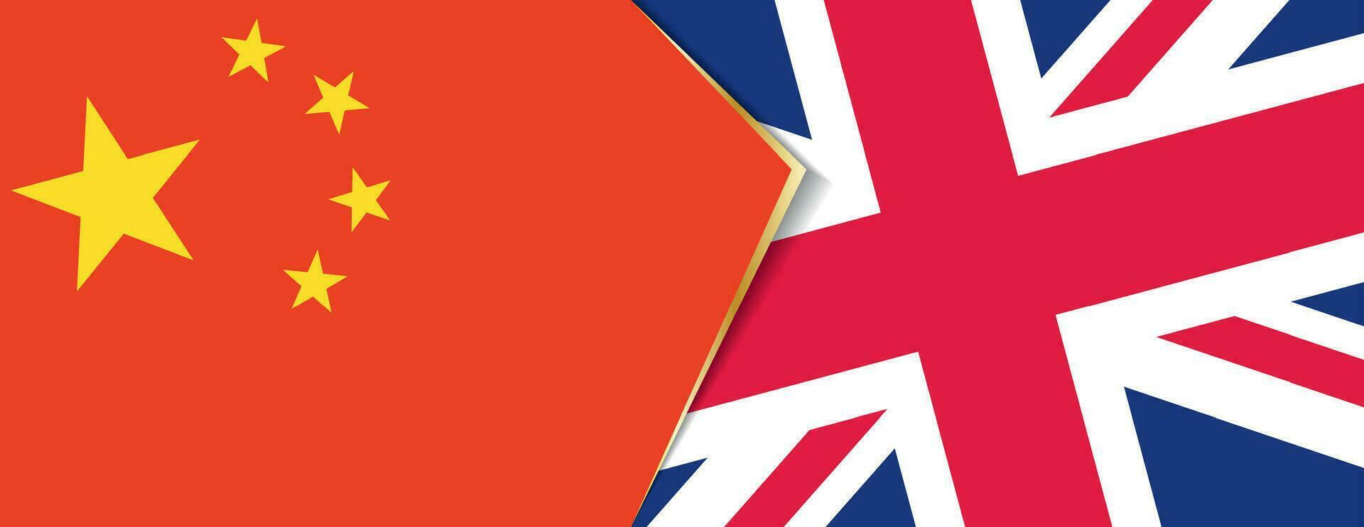 China and United Kingdom flags, two vector flags.