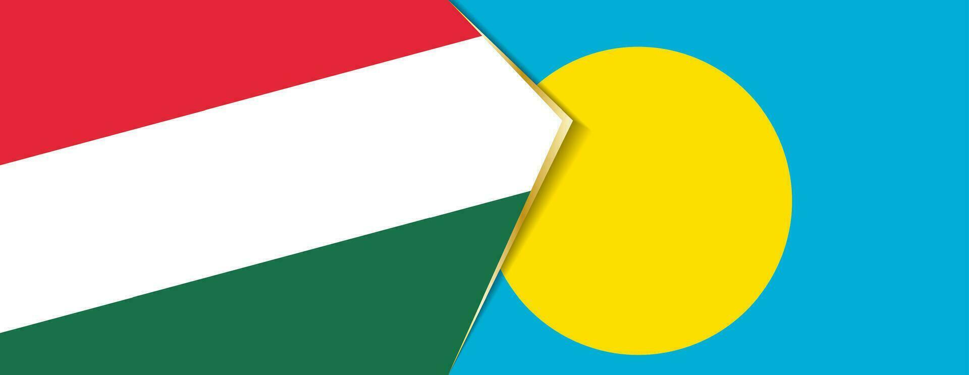 Hungary and Palau flags, two vector flags.