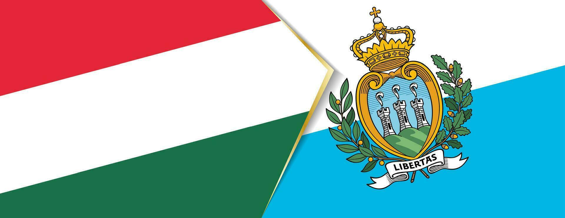 Hungary and San Marino flags, two vector flags.