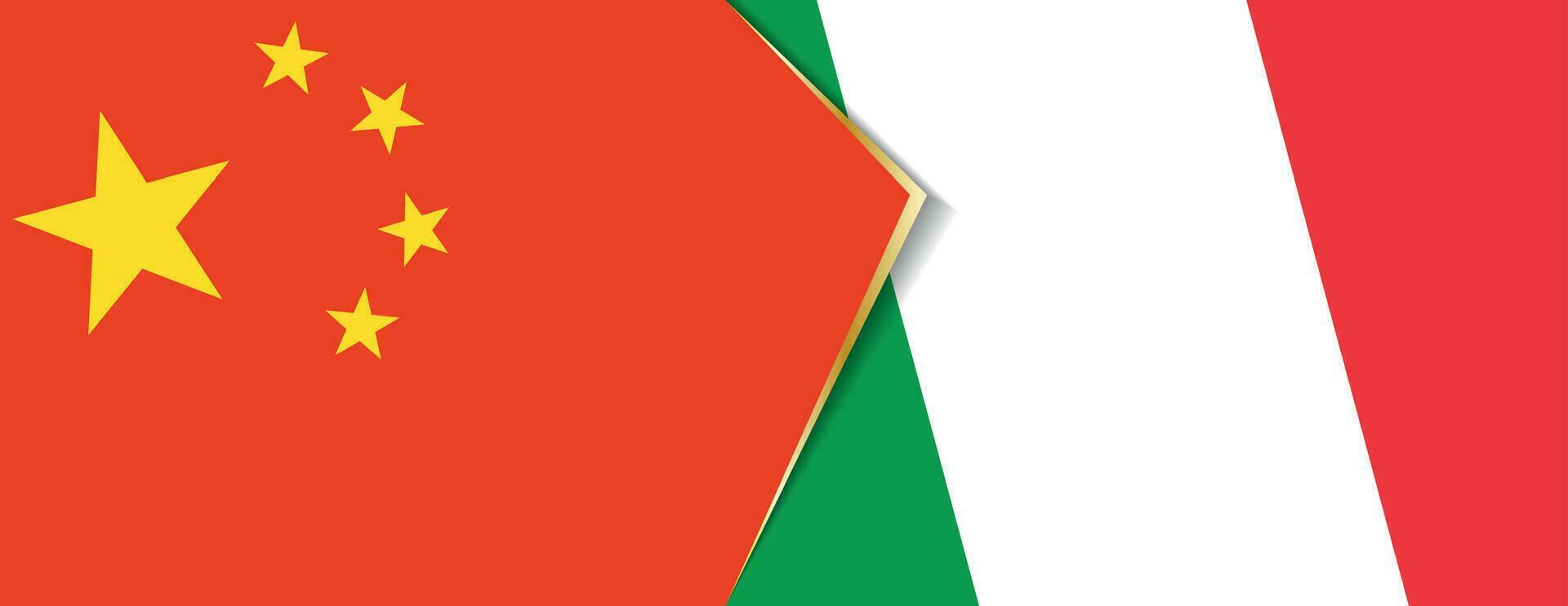 China and Italy flags, two vector flags.
