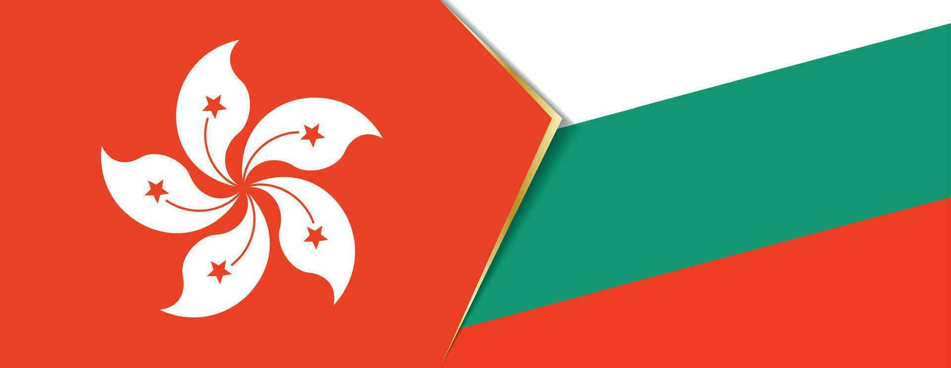 Hong Kong and Bulgaria flags, two vector flags.