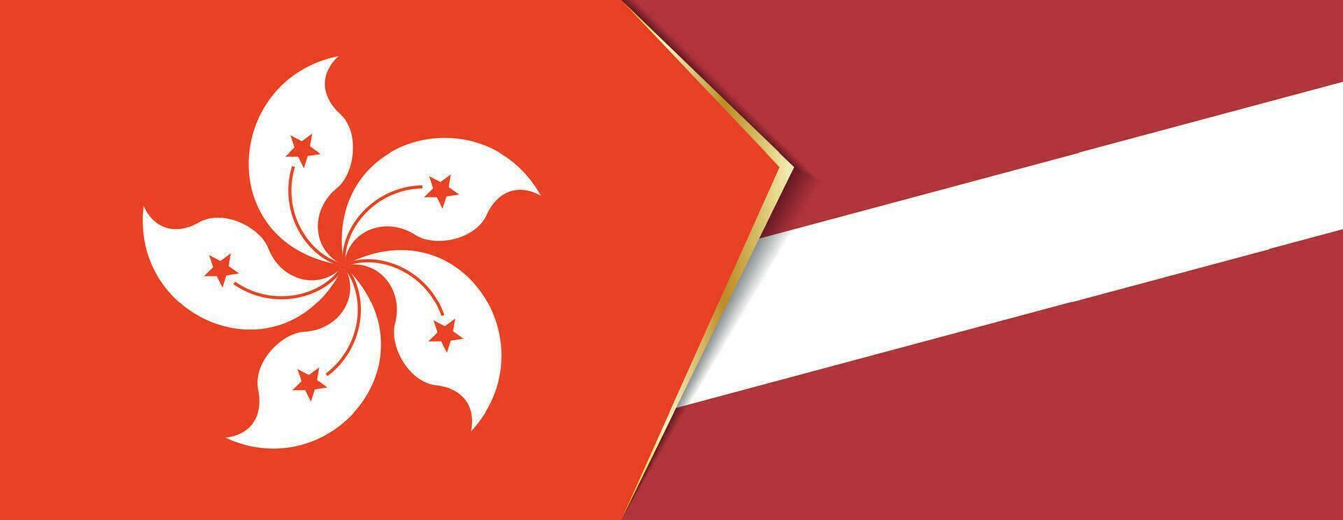 Hong Kong and Latvia flags, two vector flags.