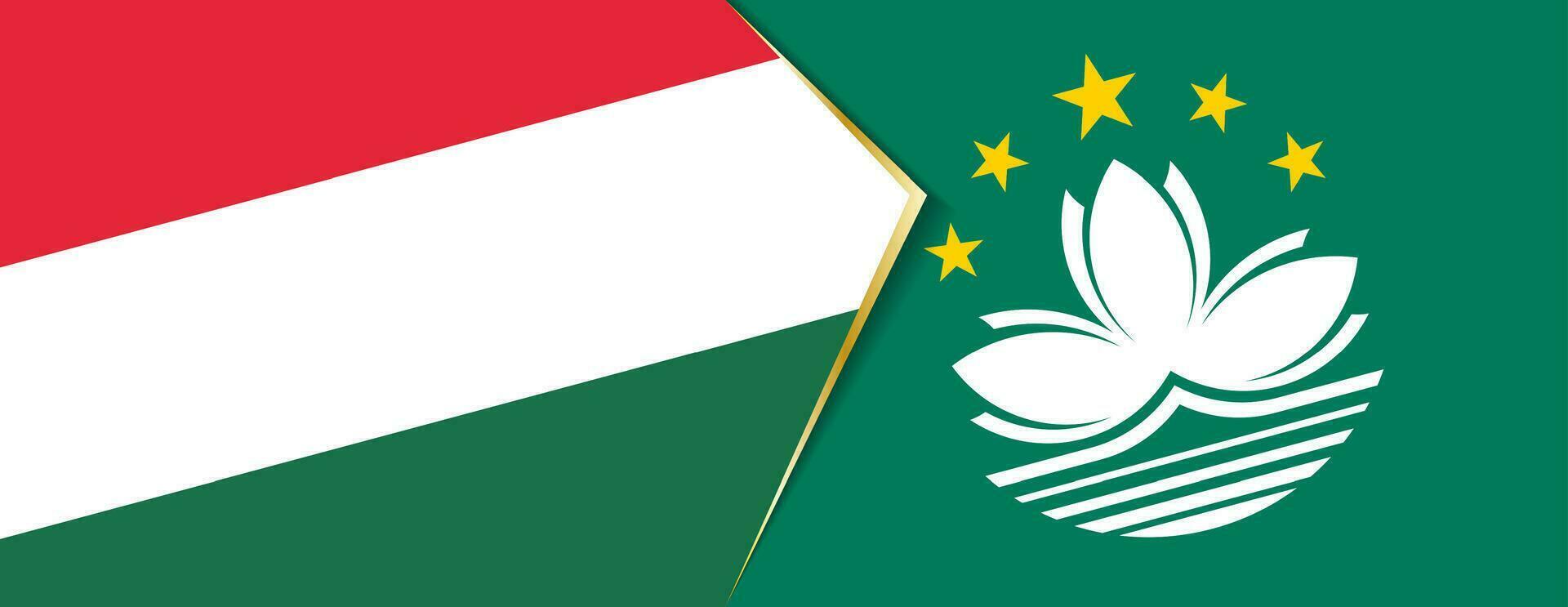 Hungary and Macau flags, two vector flags.