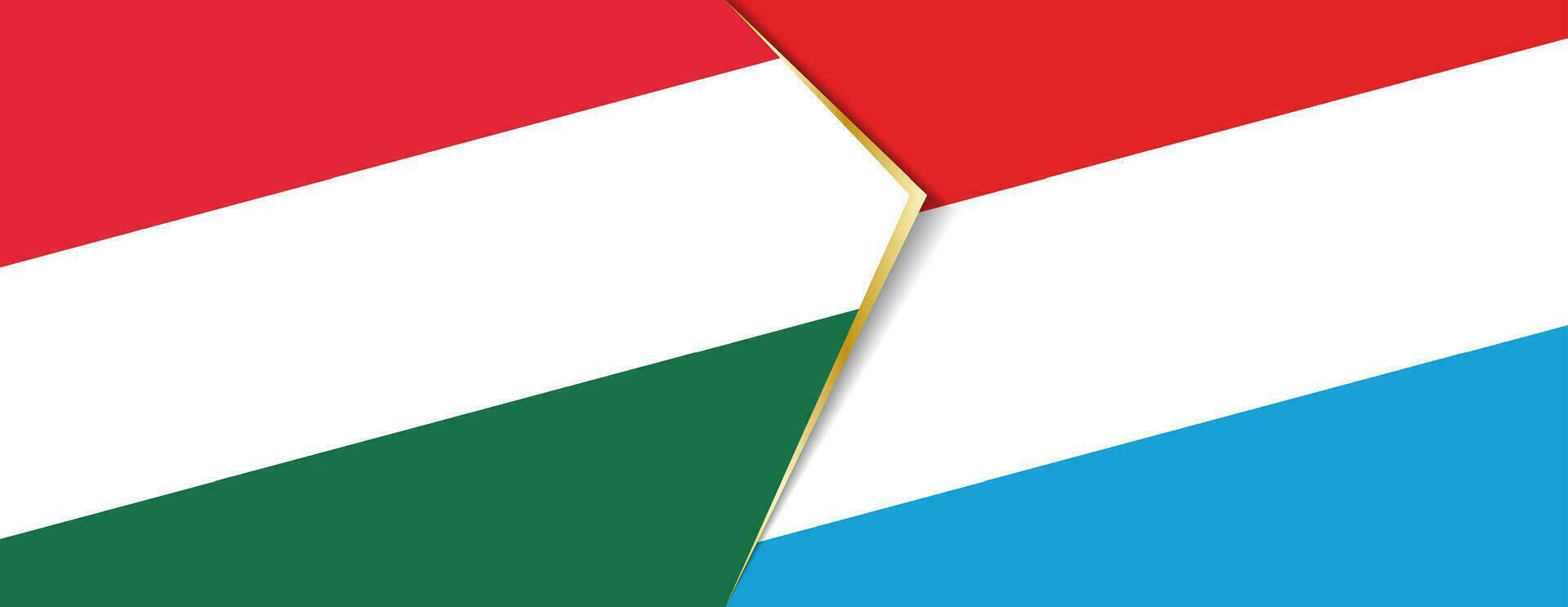 Hungary and Luxembourg flags, two vector flags.