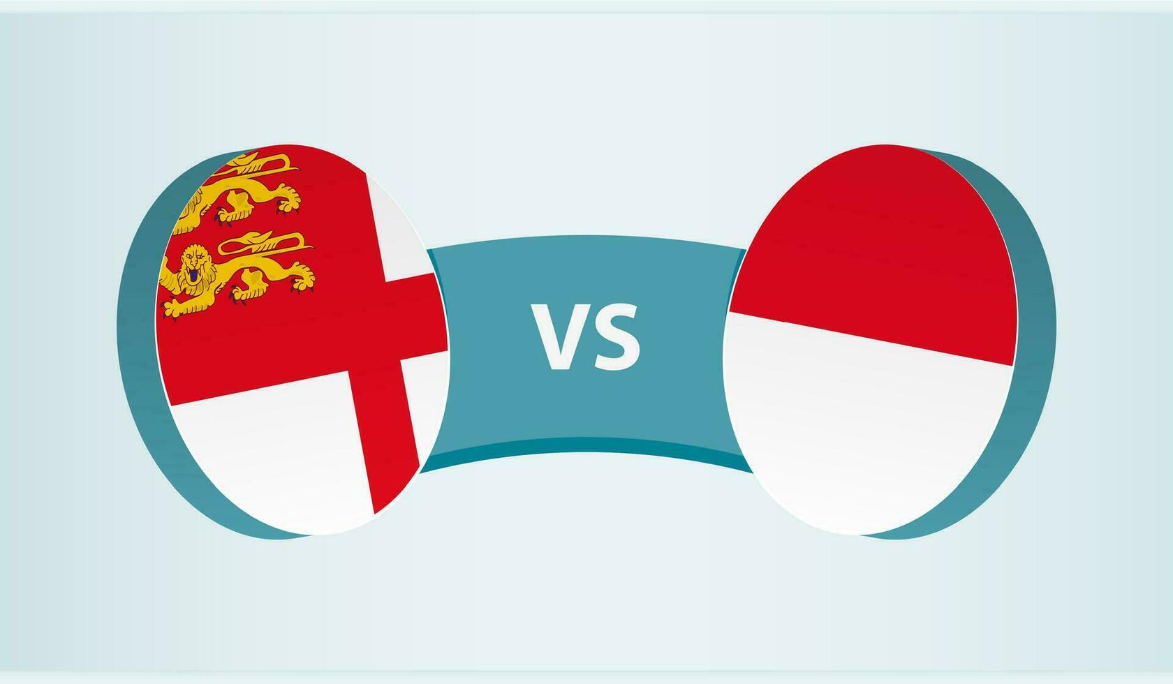 Sark versus Indonesia, team sports competition concept. vector