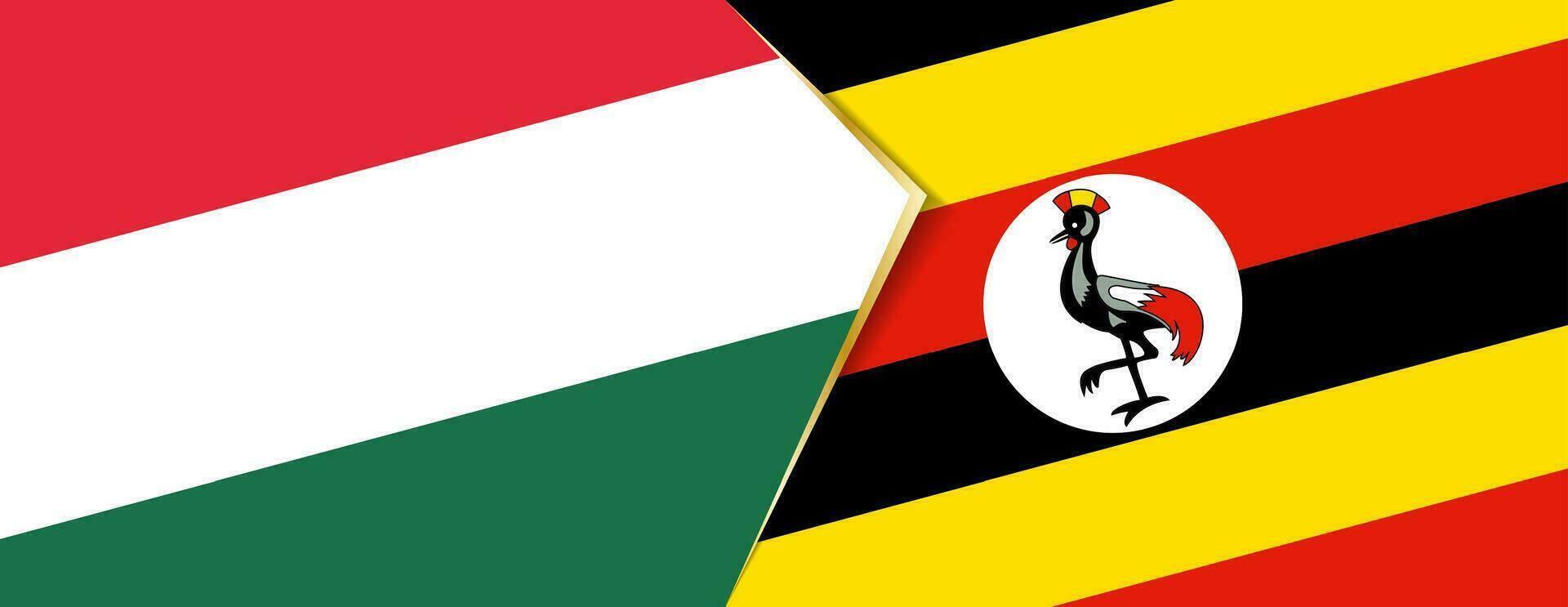 Hungary and Uganda flags, two vector flags.