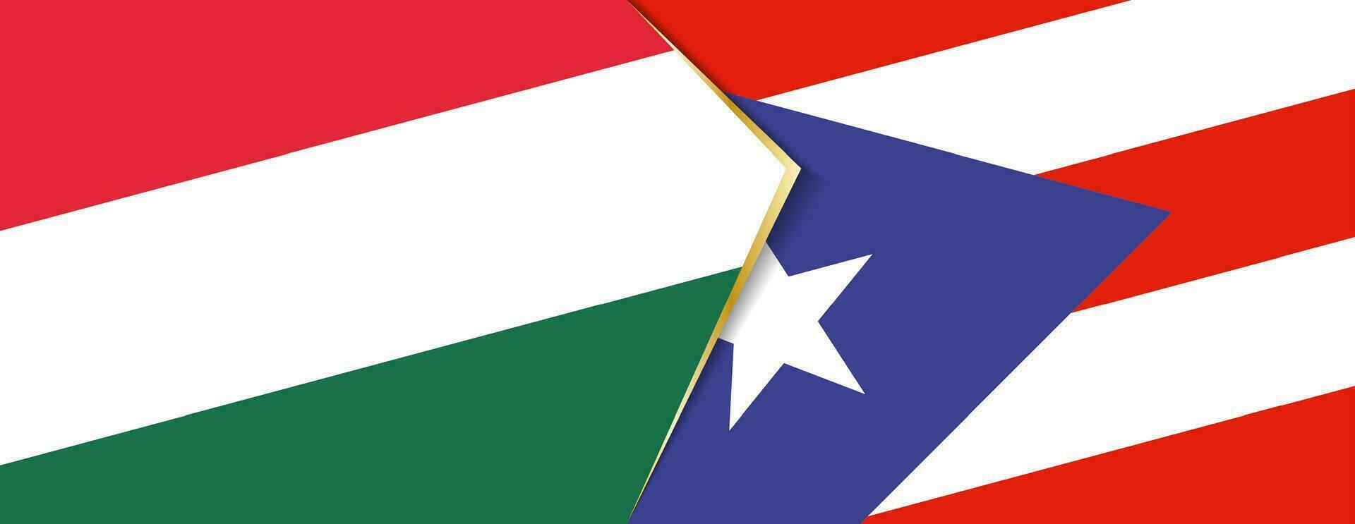 Hungary and Puerto Rico flags, two vector flags.