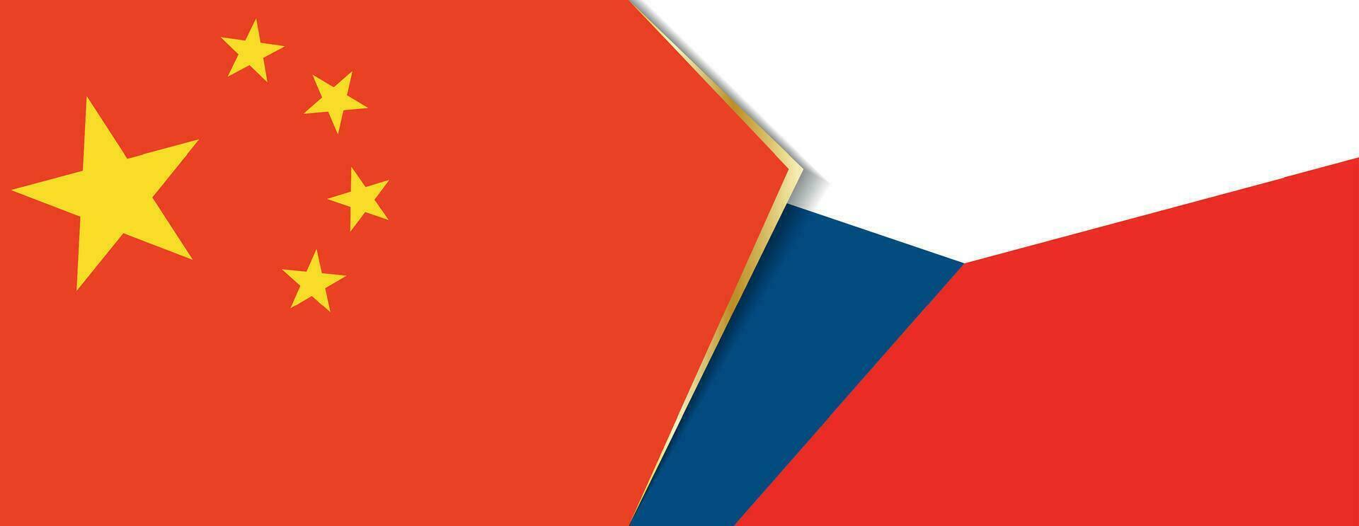 China and Czech Republic flags, two vector flags.
