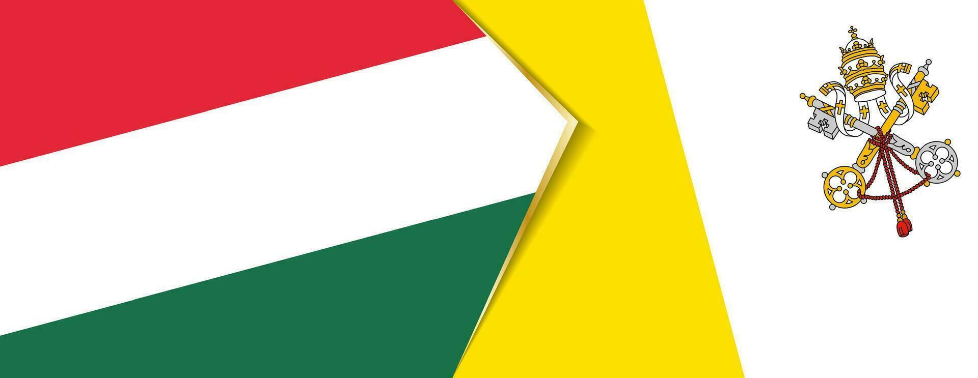 Hungary and Vatican City flags, two vector flags.