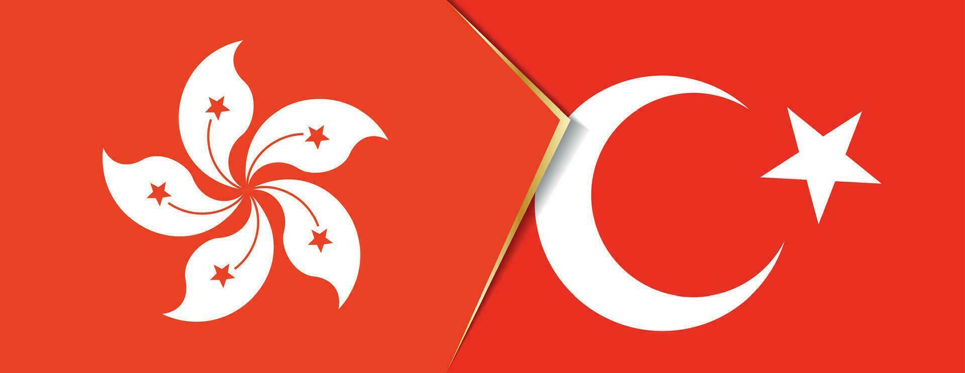 Hong Kong and Turkey flags, two vector flags.