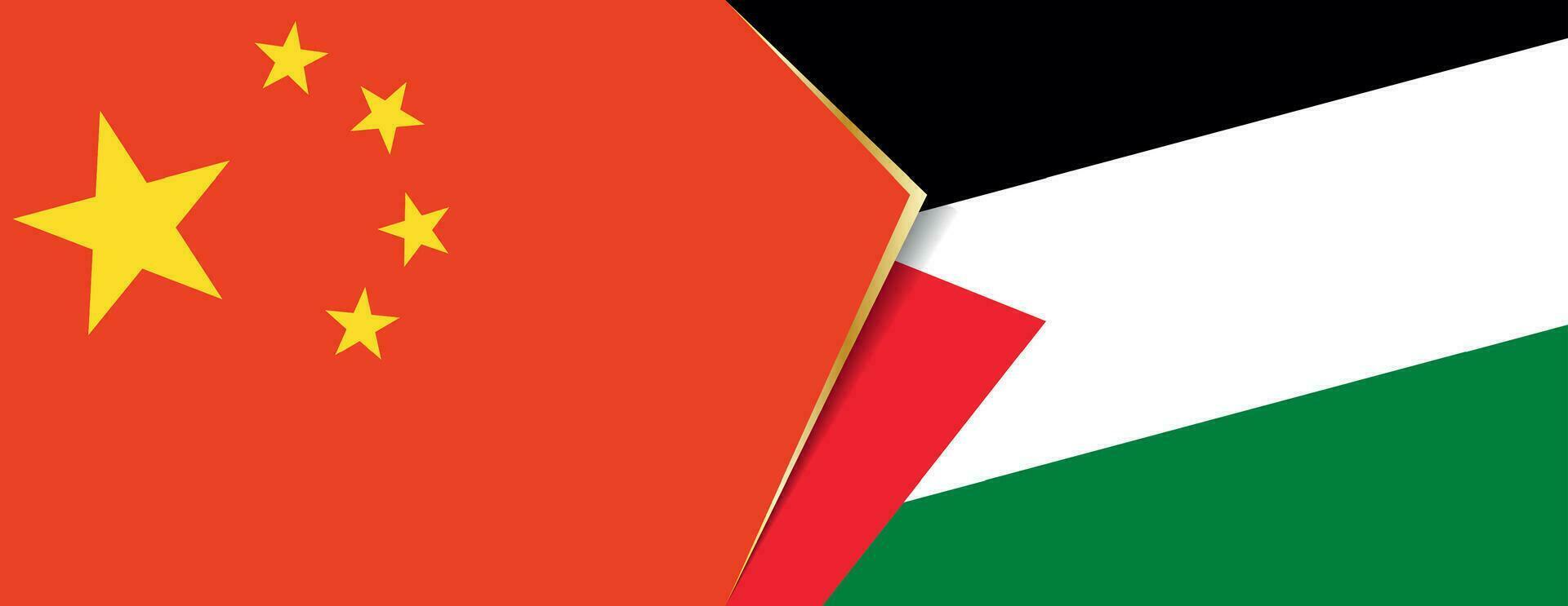 China and Palestine flags, two vector flags.