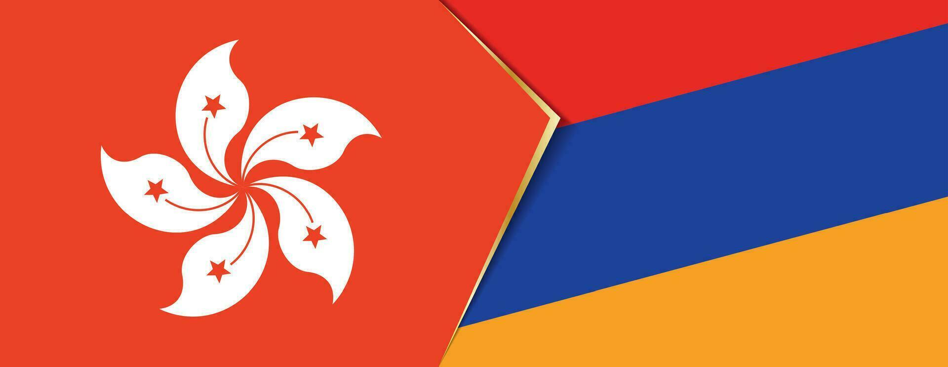 Hong Kong and Armenia flags, two vector flags.