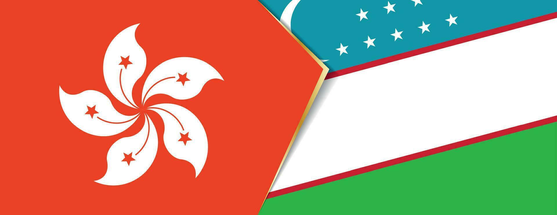 Hong Kong and Uzbekistan flags, two vector flags.