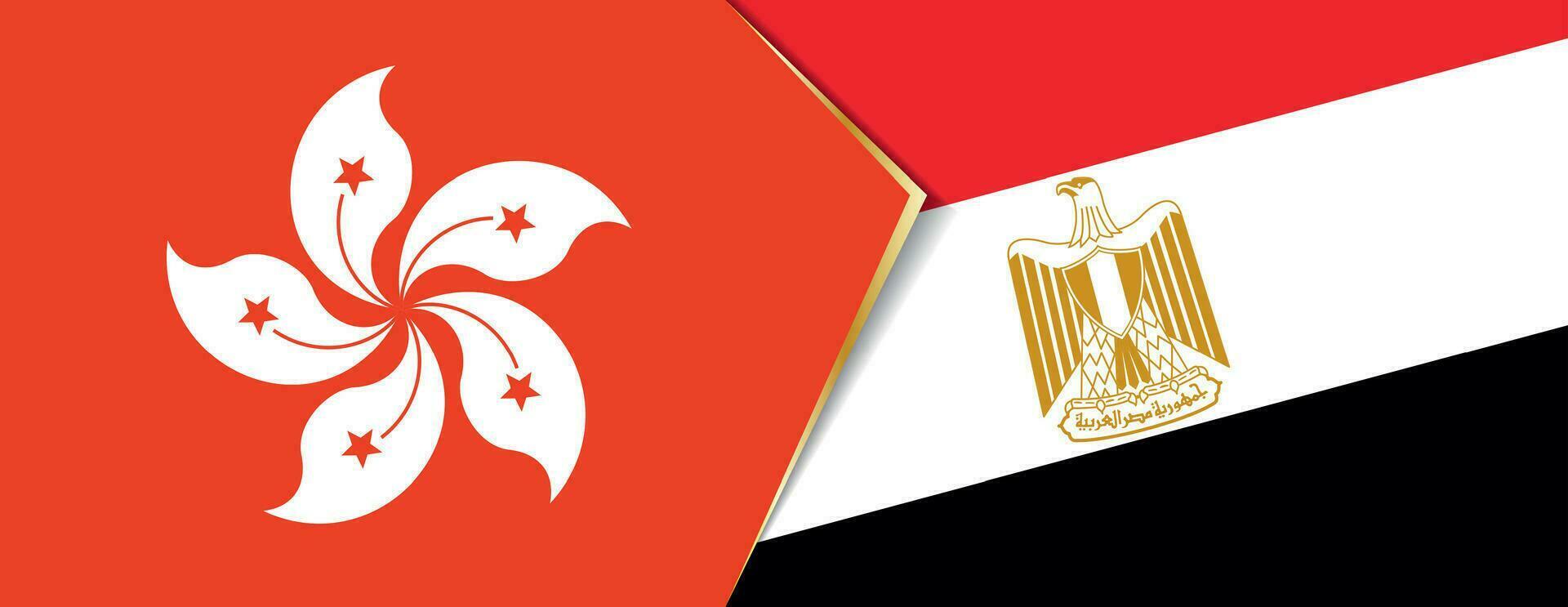 hong kong y Egipto banderas, dos vector banderas