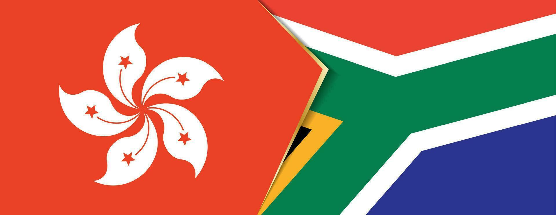 Hong Kong and South Africa flags, two vector flags.