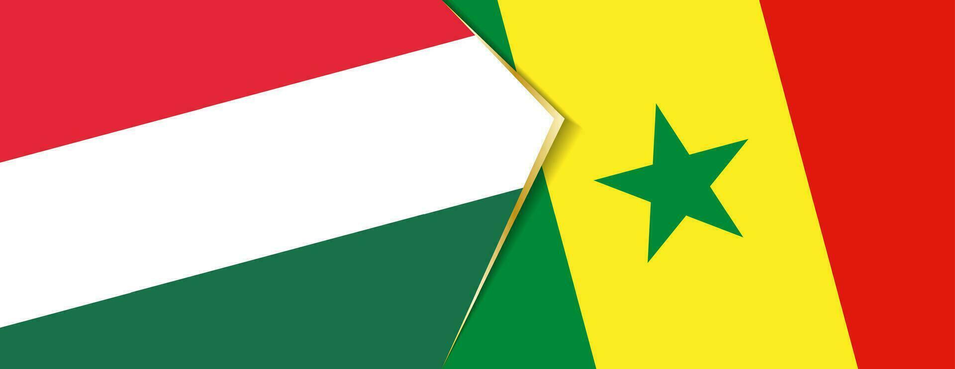 Hungary and Senegal flags, two vector flags.