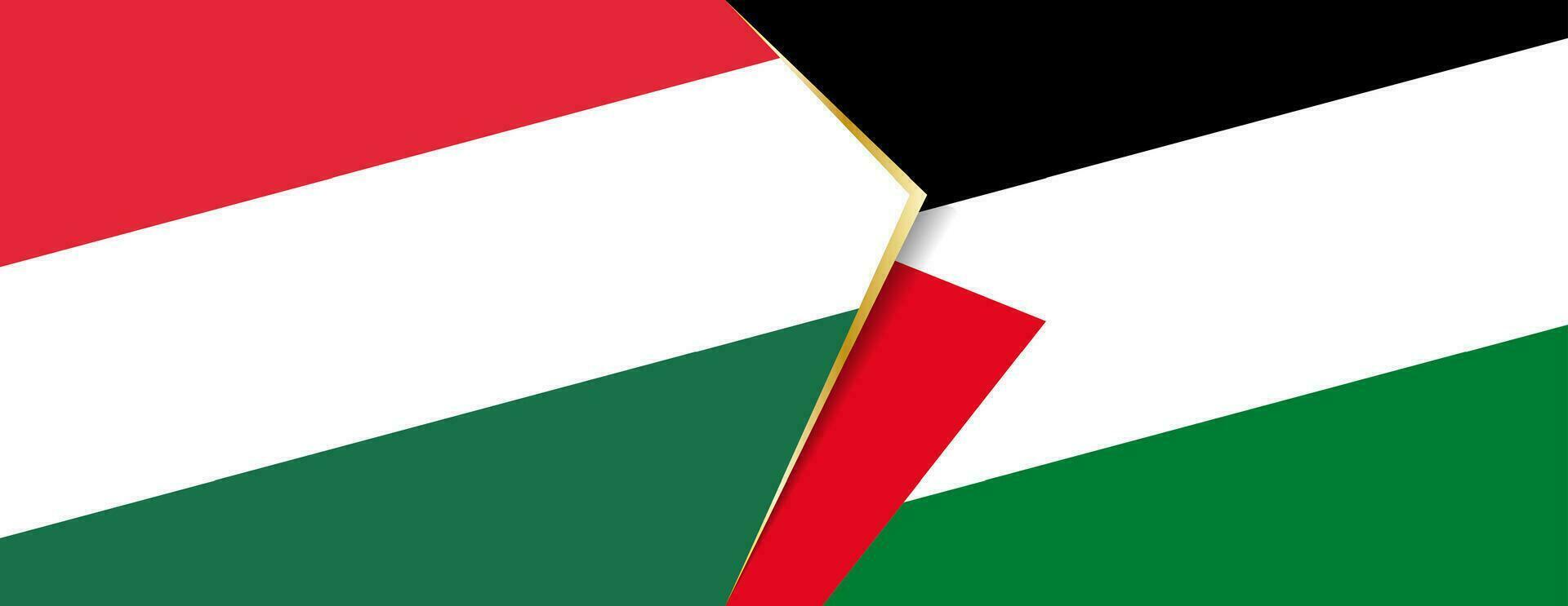 Hungary and Palestine flags, two vector flags.