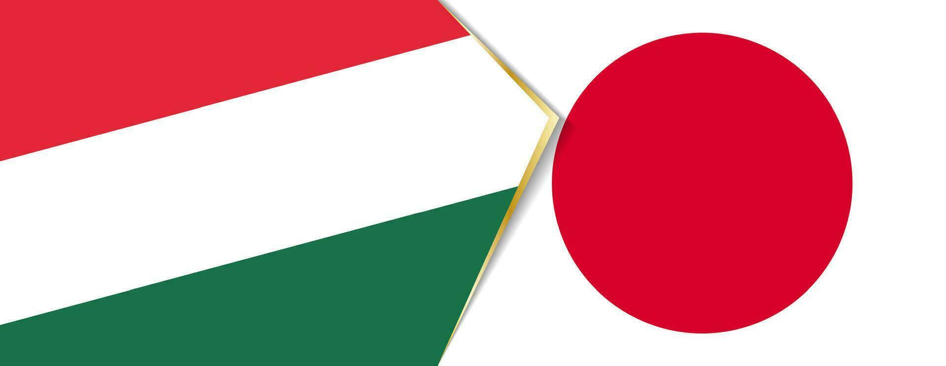 Hungary and Japan flags, two vector flags.