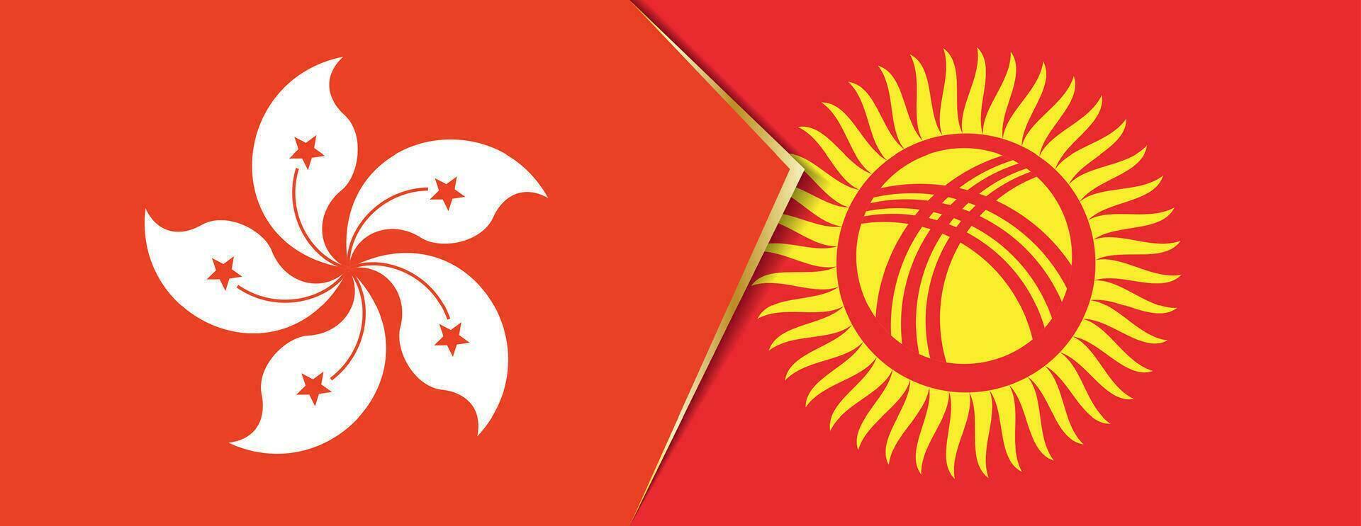hong kong y Kirguistán banderas, dos vector banderas