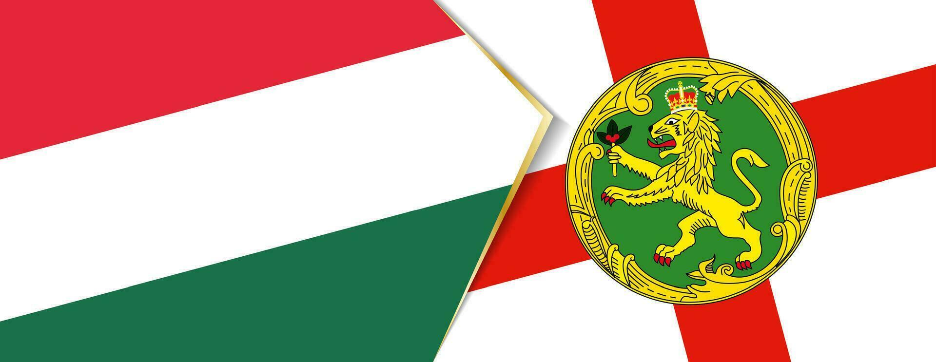 Hungary and Alderney flags, two vector flags.