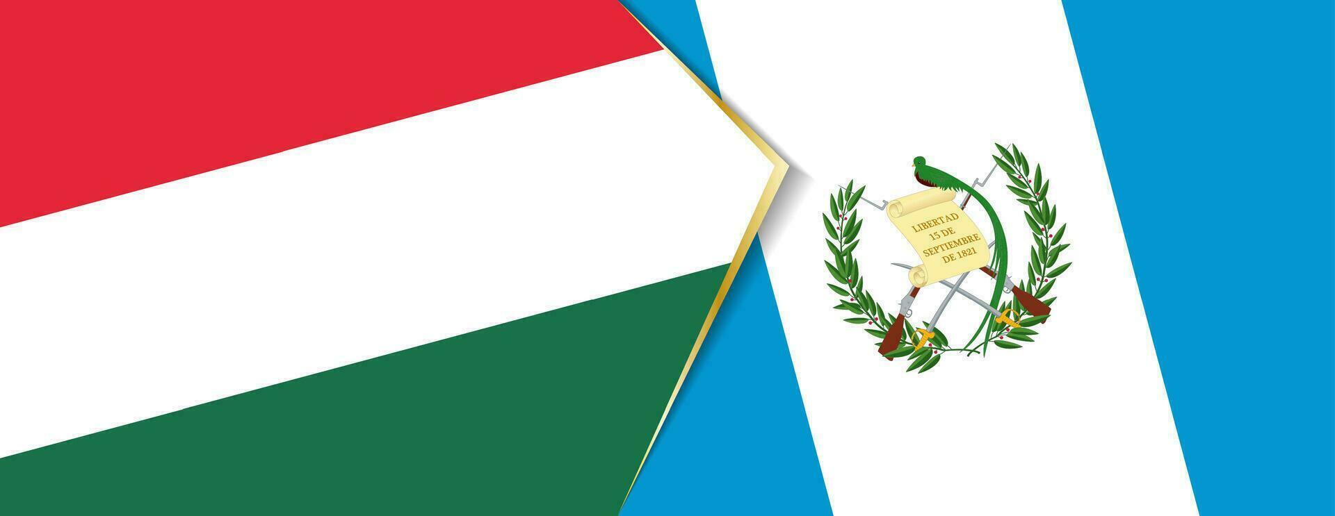 Hungary and Guatemala flags, two vector flags.