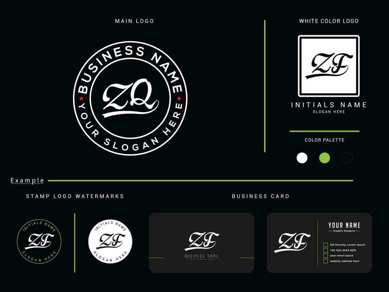 inicial zq circulo lujo logo icono, minimalista zq logo letra con negocio tarjeta diseño vector